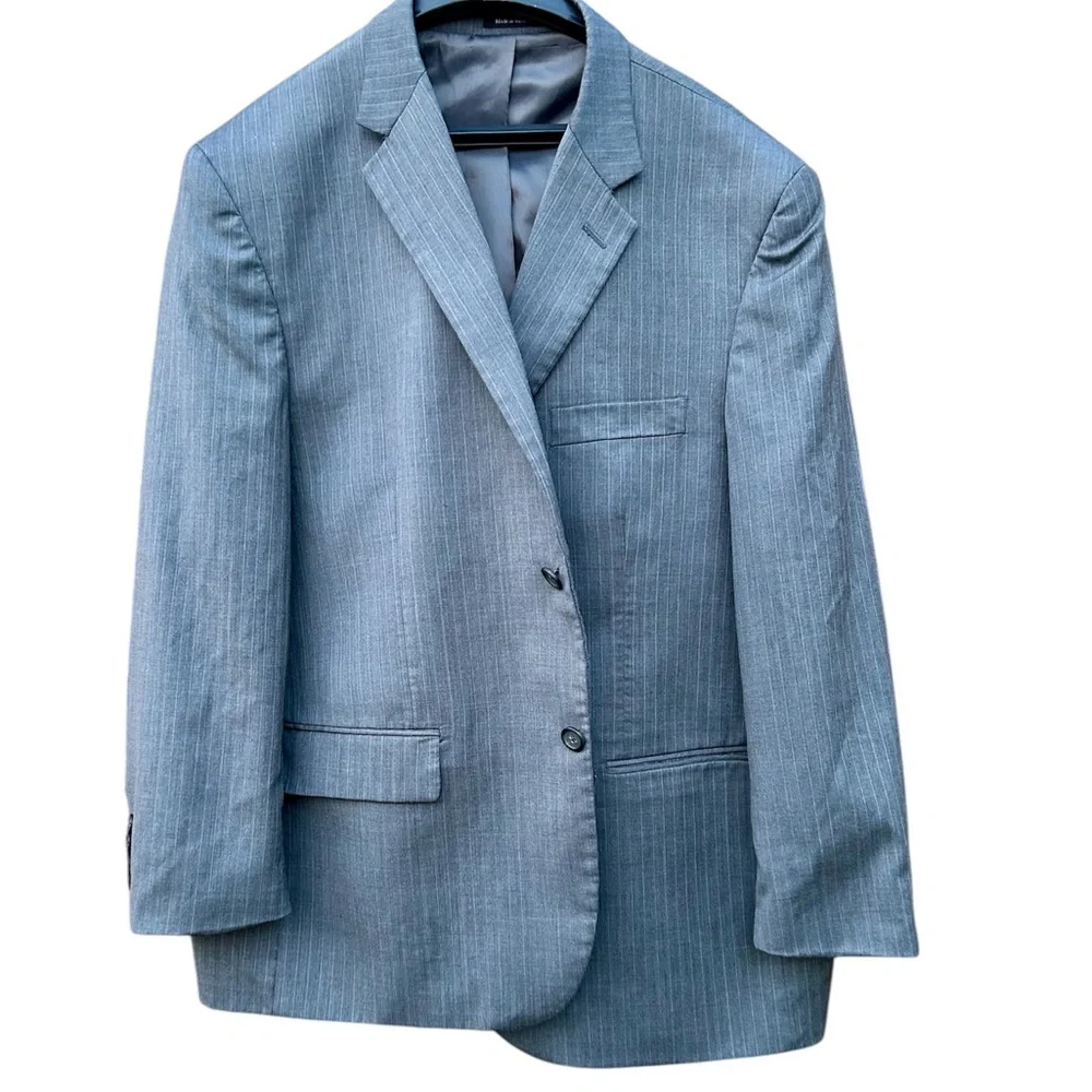 46S Joseph & Feiss Wool Blazer Gray Mens 44 Waist Pinstripes